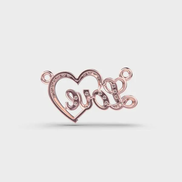 Love and Heart Gold Diamond Pendant (Without Chain)