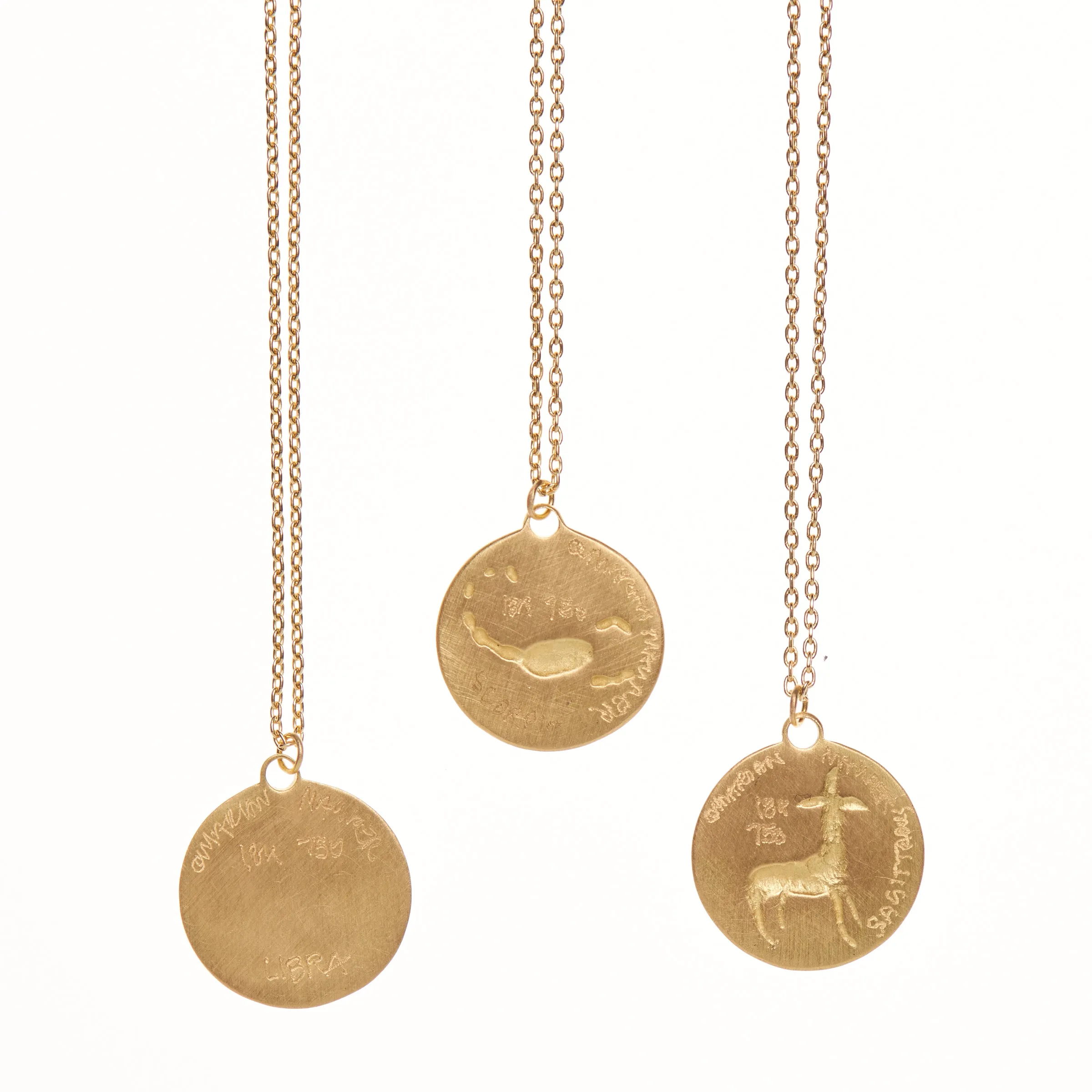 Marian Maurer 18k Zodiac Medal Necklace w/ 16-18 Chain