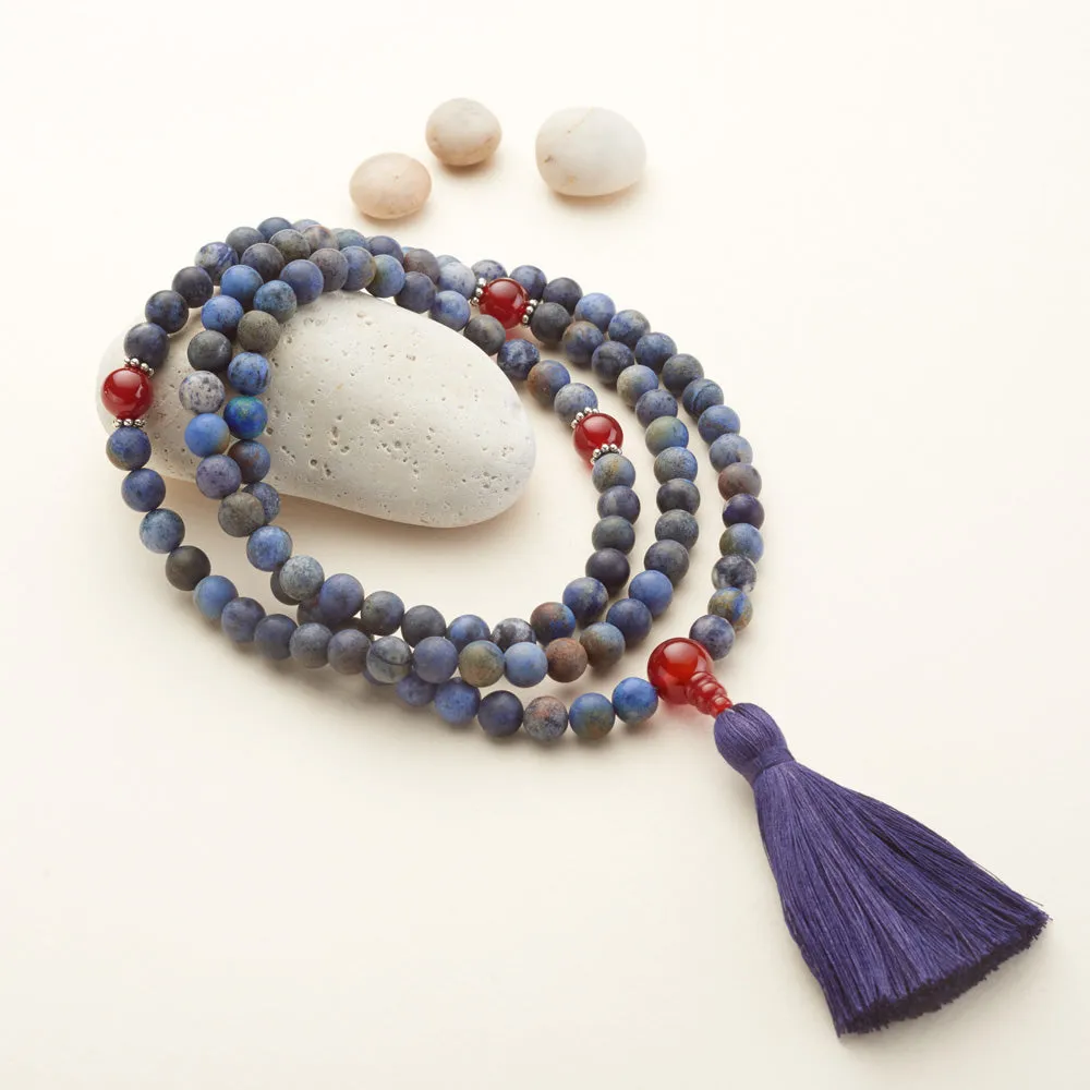 Matte Sunset Dumortierite Mala, 108 beads