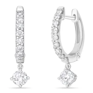 Memoire 18k White Gold Odessa Huggie Drop Diamond Earrings