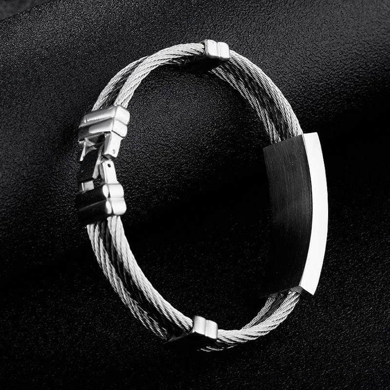 Men's Cross Bracelet <br> Black Wire