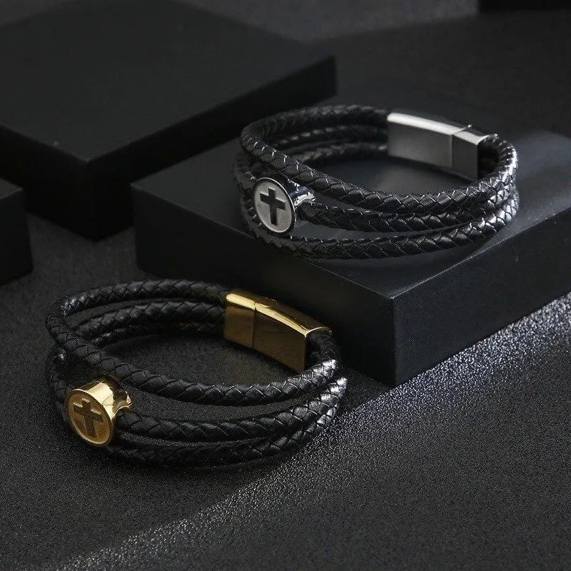 Men's Cross Bracelet <br> Medallion