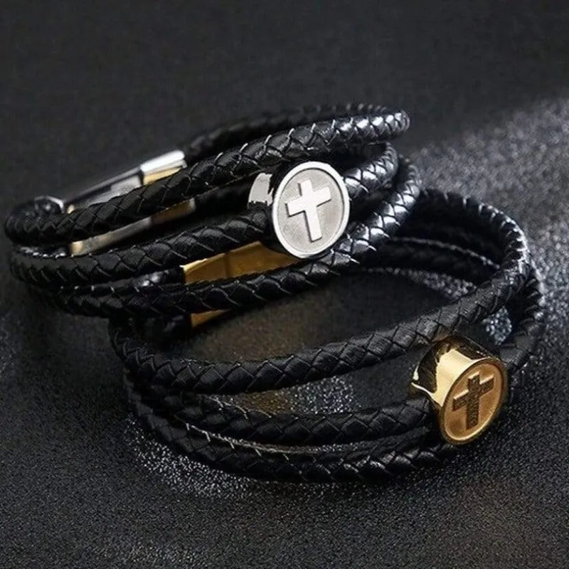 Men's Cross Bracelet <br> Medallion