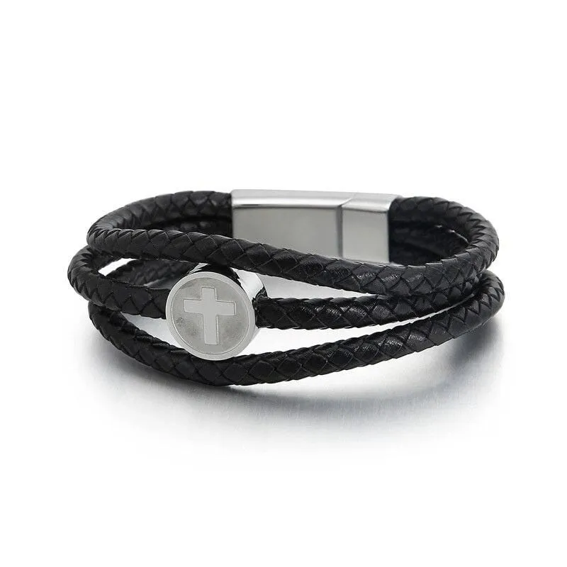 Men's Cross Bracelet <br> Medallion