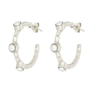 Mini Cruise Freshwater Pearl Hoops in Silver