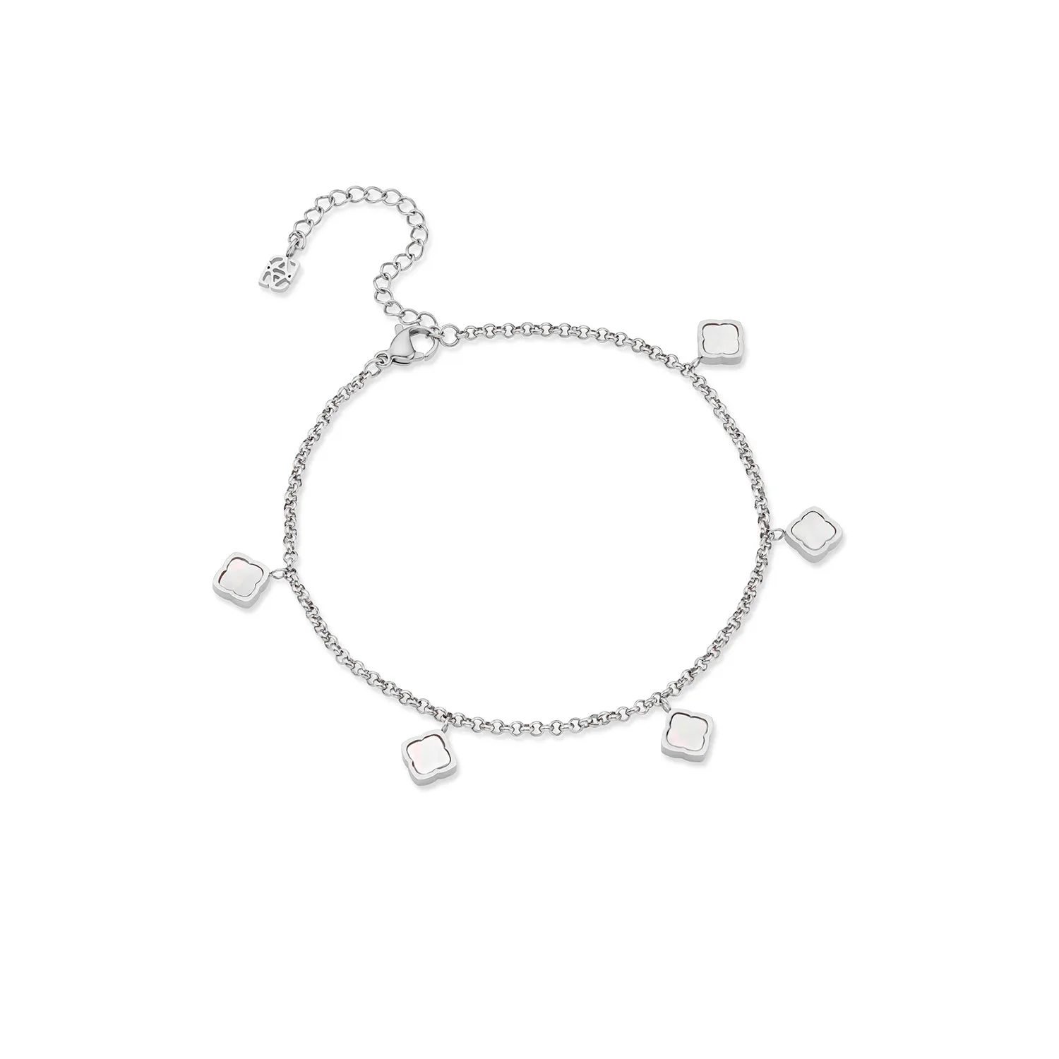 Mini Pearl Clover Anklet (Silver)