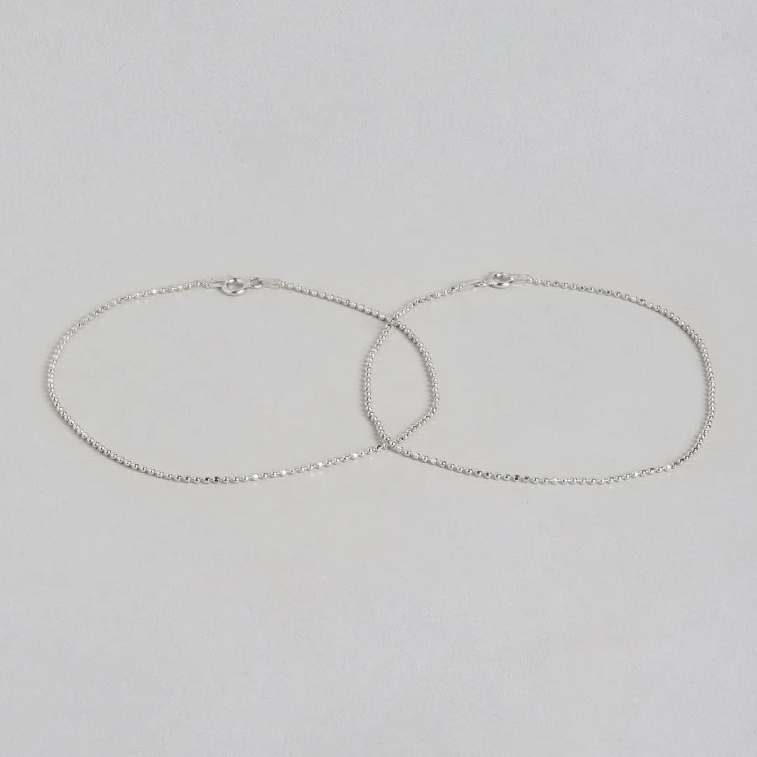 Minimal Tiny Beads 925 Sterling Silver Anklet