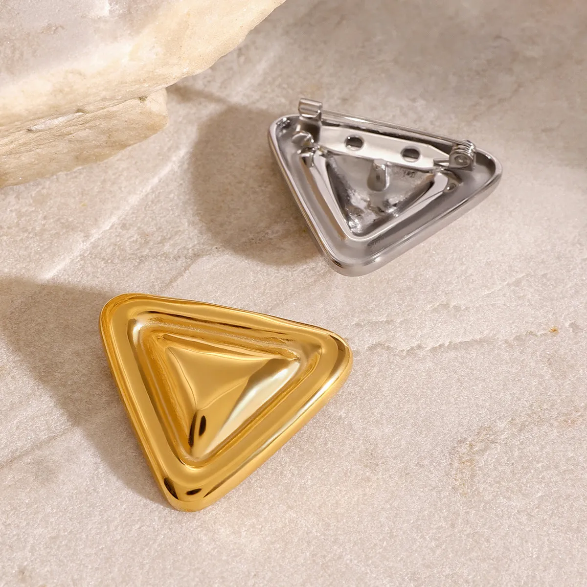 Minimalist Triangle Geometric Stainless Steel Electroplating Brooches