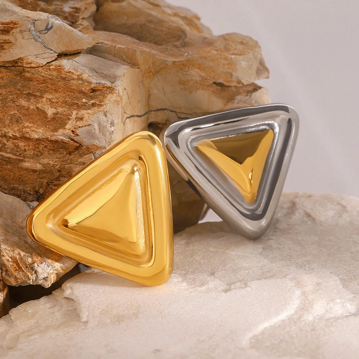 Minimalist Triangle Geometric Stainless Steel Electroplating Brooches