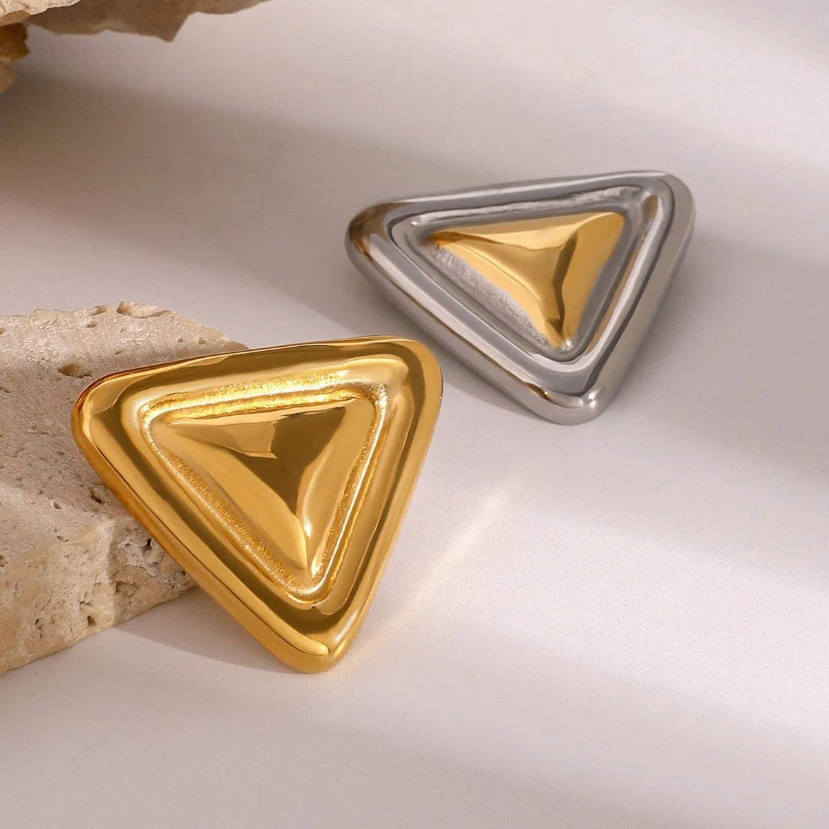 Minimalist Triangle Geometric Stainless Steel Electroplating Brooches