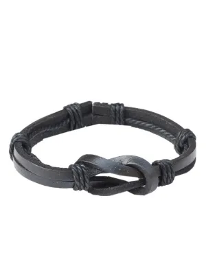 Modern Moroccan Unisex Pure Black Leather Bracelet