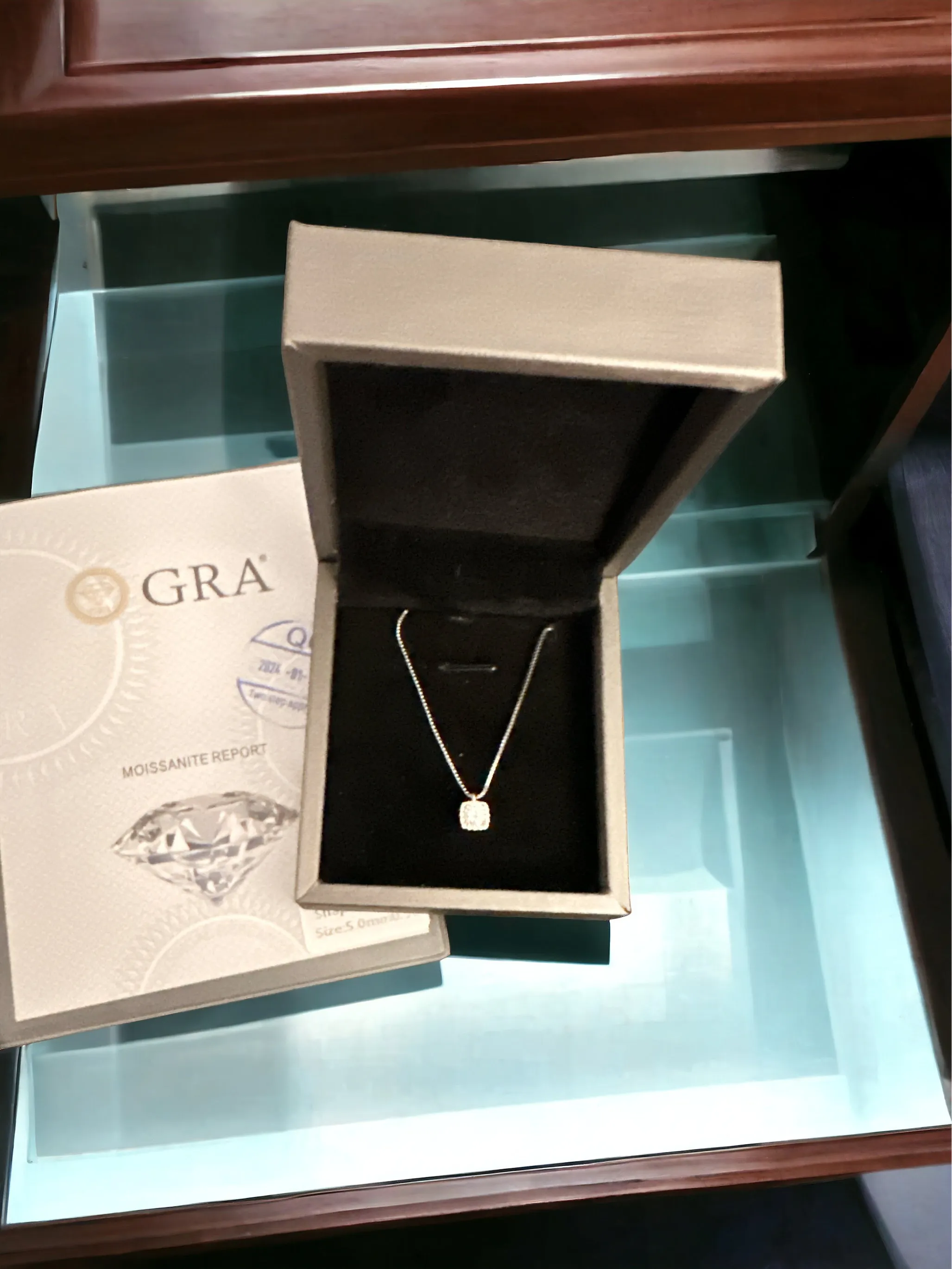 Moissanite Pendant Platinum-Plated Necklace