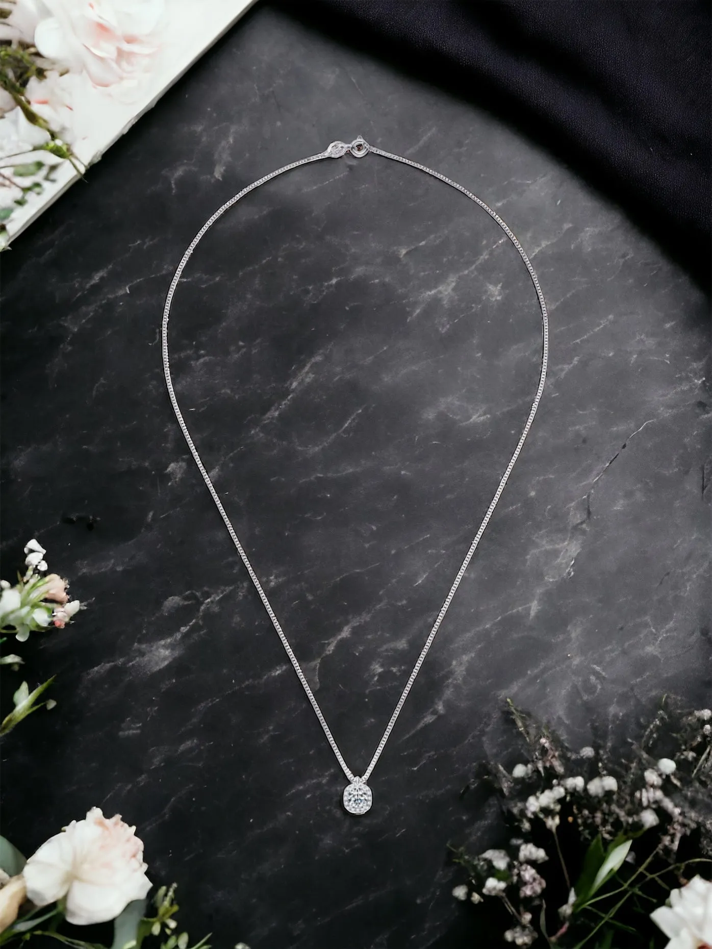 Moissanite Pendant Platinum-Plated Necklace