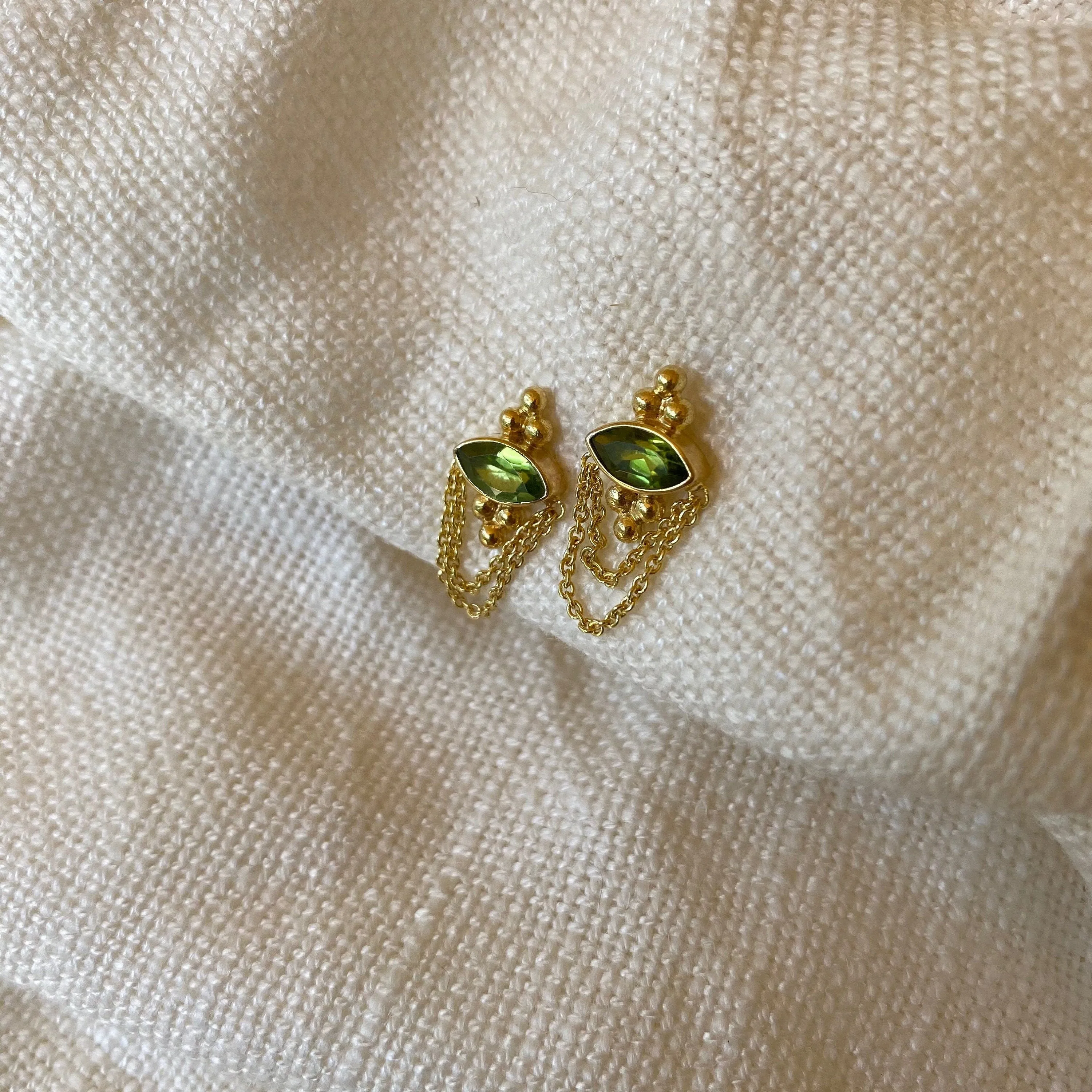 Natalia Gold Peridot Studs Earrings