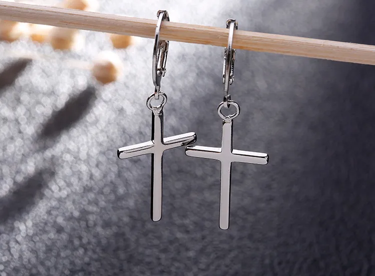 New Trendy Male Temperament Earrings Circle Cross