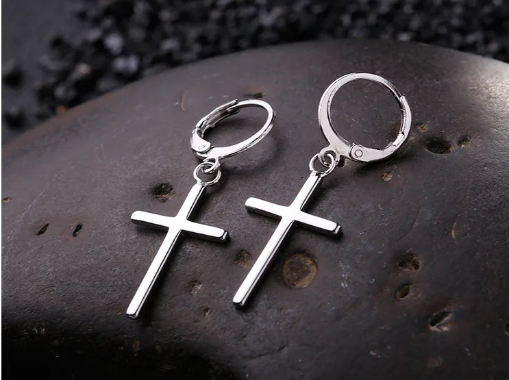 New Trendy Male Temperament Earrings Circle Cross