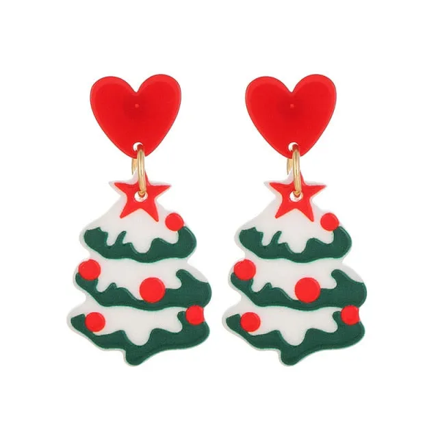 New Trendy Statement Christmas Tree Earrings For Women Santa Claus Snowman Drop Earrings Jewelry Girls Christmas Gifts Wholesale