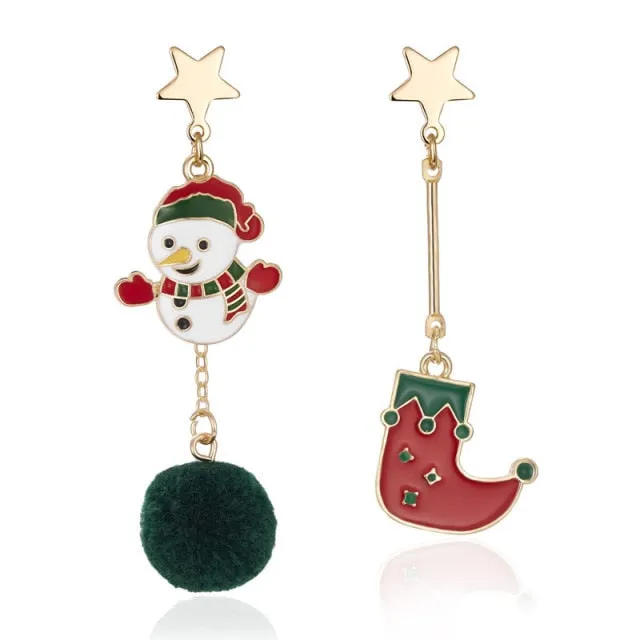 New Trendy Statement Christmas Tree Earrings For Women Santa Claus Snowman Drop Earrings Jewelry Girls Christmas Gifts Wholesale