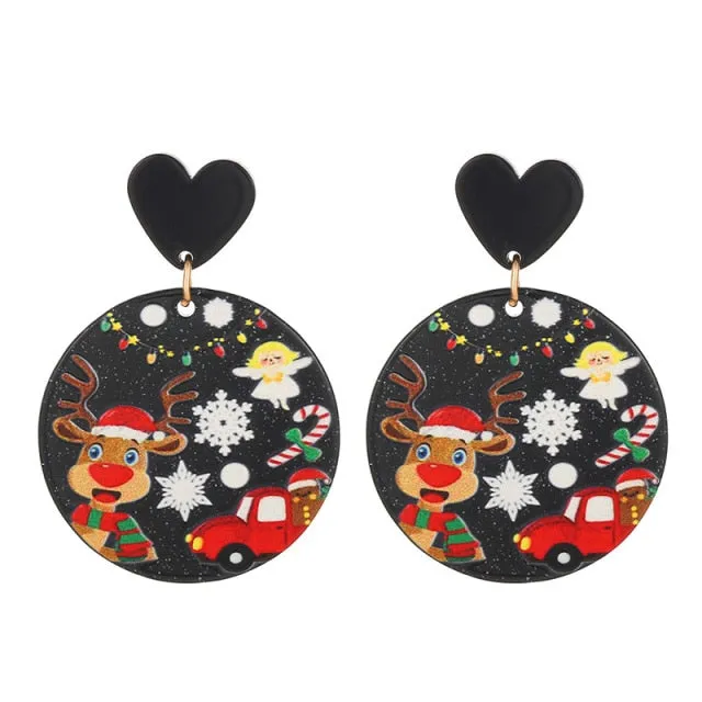 New Trendy Statement Christmas Tree Earrings For Women Santa Claus Snowman Drop Earrings Jewelry Girls Christmas Gifts Wholesale