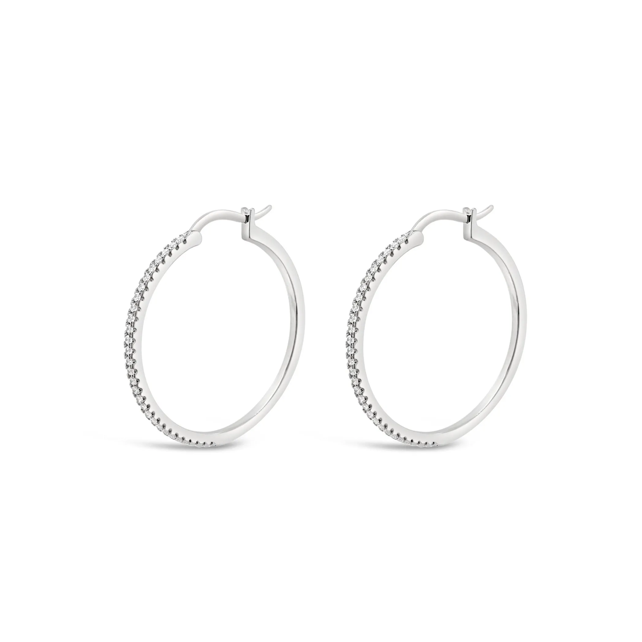 Nova Sparkling CZ Sterling Silver Hoop Earrings 32mm