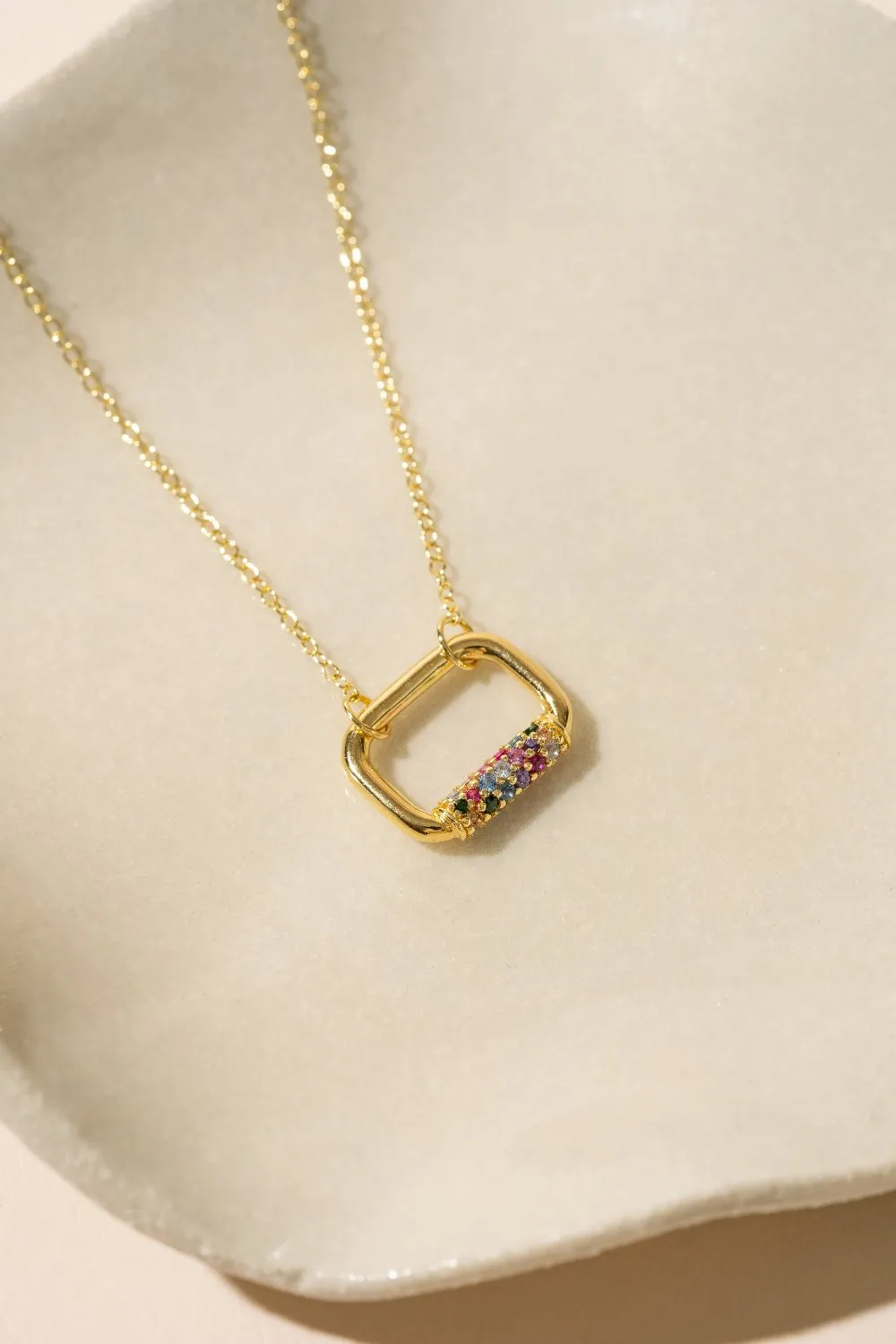 Oblong Pave Rainbow Necklace