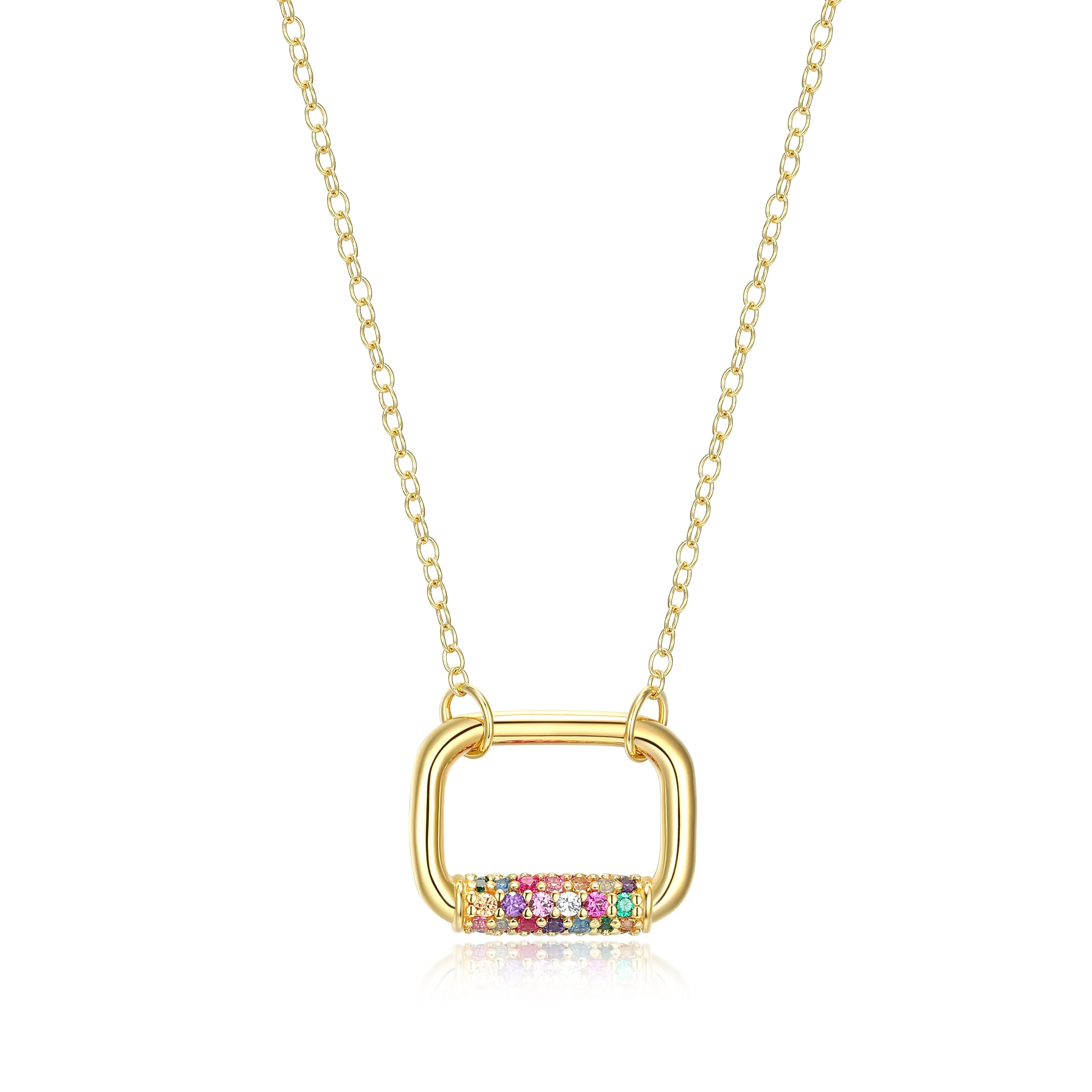 Oblong Pave Rainbow Necklace