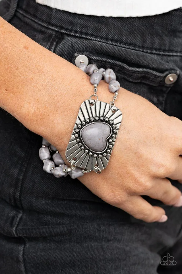 Paparazzi Bracelet ~ Sandstone Sweetheart - Silver