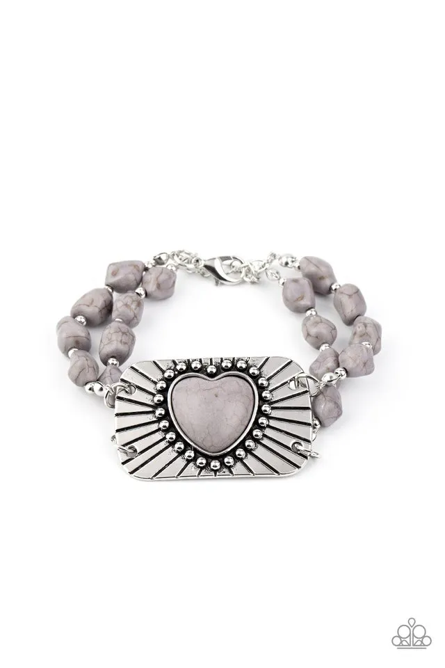 Paparazzi Bracelet ~ Sandstone Sweetheart - Silver