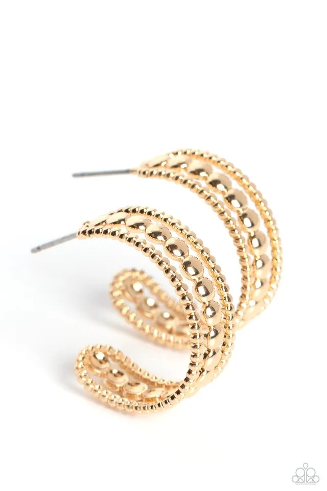 Paparazzi Earring ~ Dotted Darling - Gold