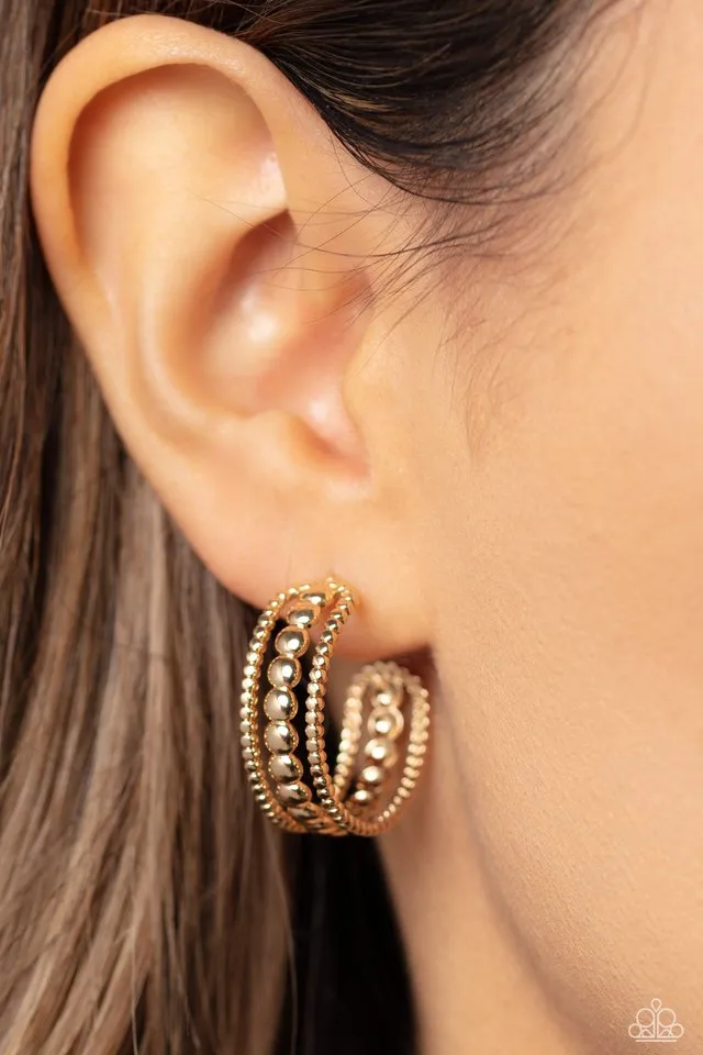 Paparazzi Earring ~ Dotted Darling - Gold