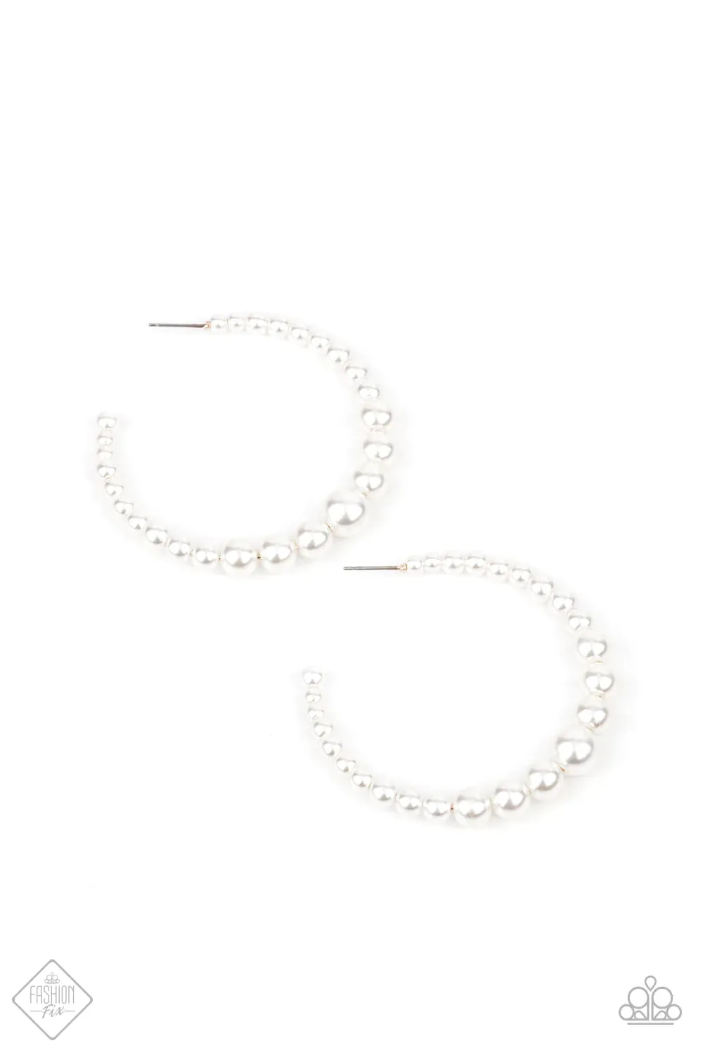 Paparazzi Earring ~ Glamour Graduate - White