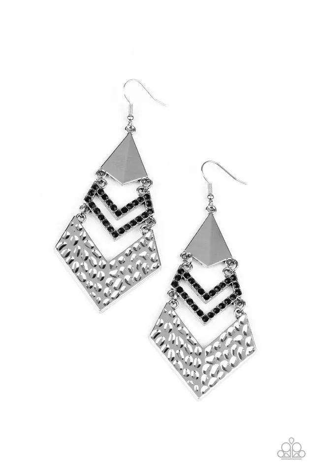 Paparazzi Earring ~ Work Hazard - Black