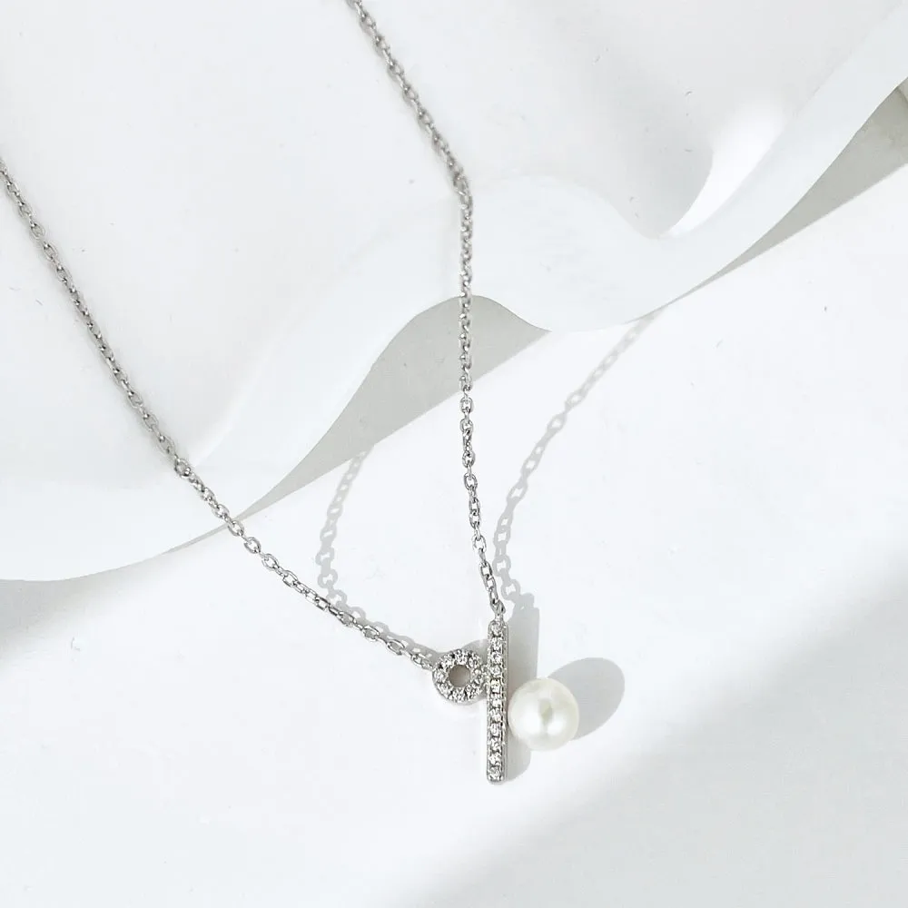 Pave Percent Sign Freshwater Pear Necklace