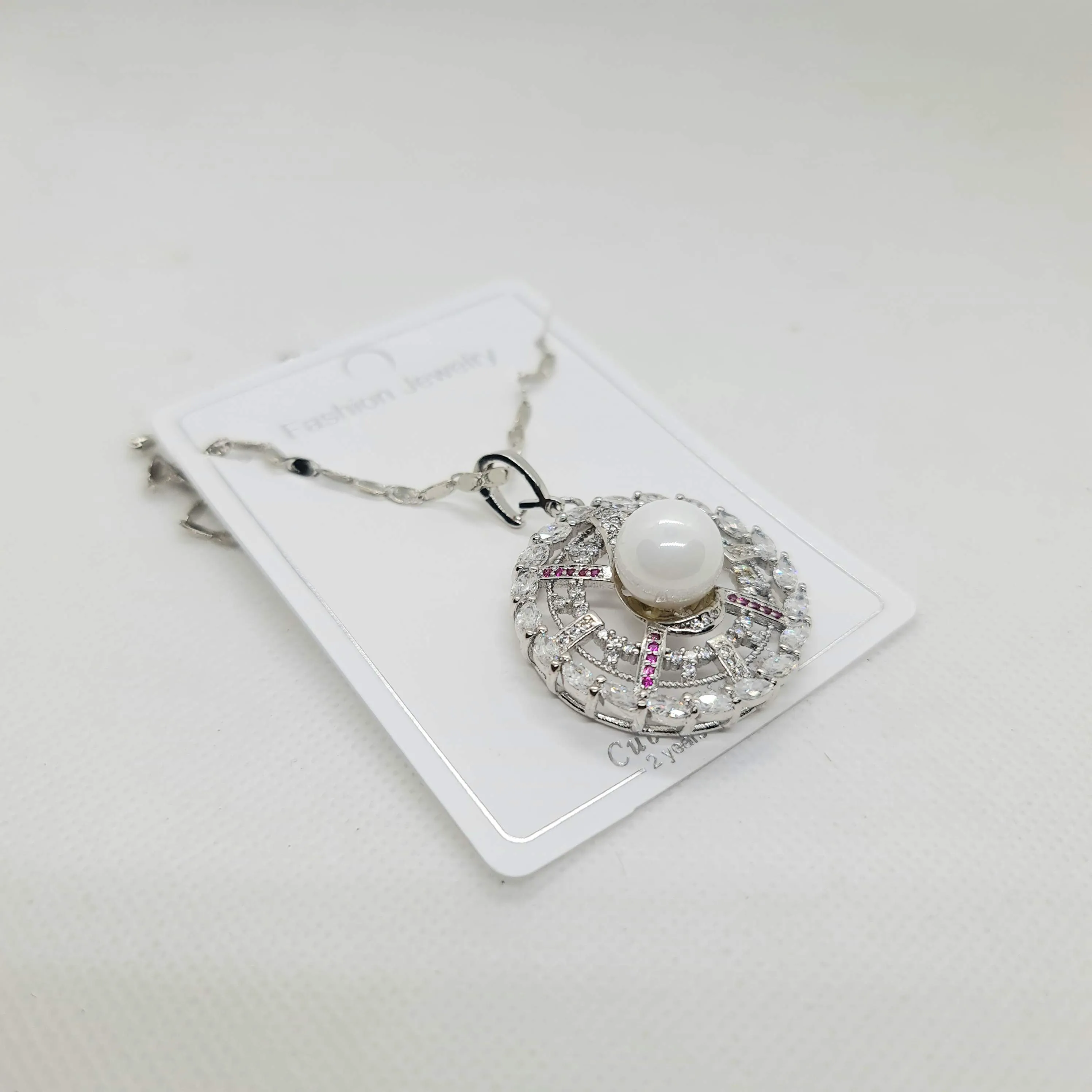 Pearl Eternity Circle Pendant Necklace