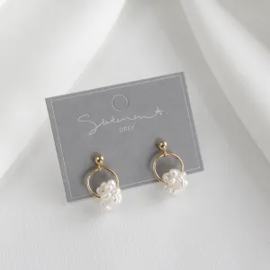 Pearl Sphere Hoop Earrings