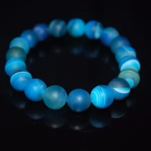 Polish Sapphire Stripe Gemstone  Unisex / Men's Bracelets