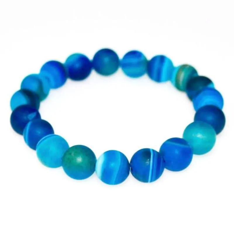 Polish Sapphire Stripe Gemstone  Unisex / Men's Bracelets