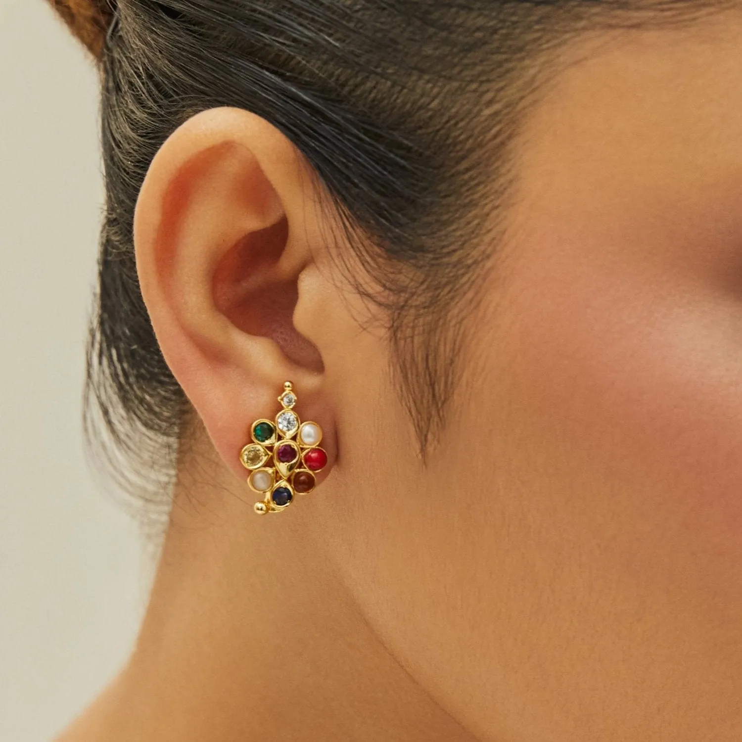 Pushpika Navaratna Silver Stud Earrings