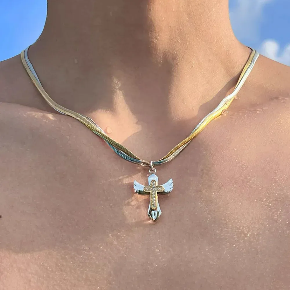 "Double Snake Bone Cross" Necklaces