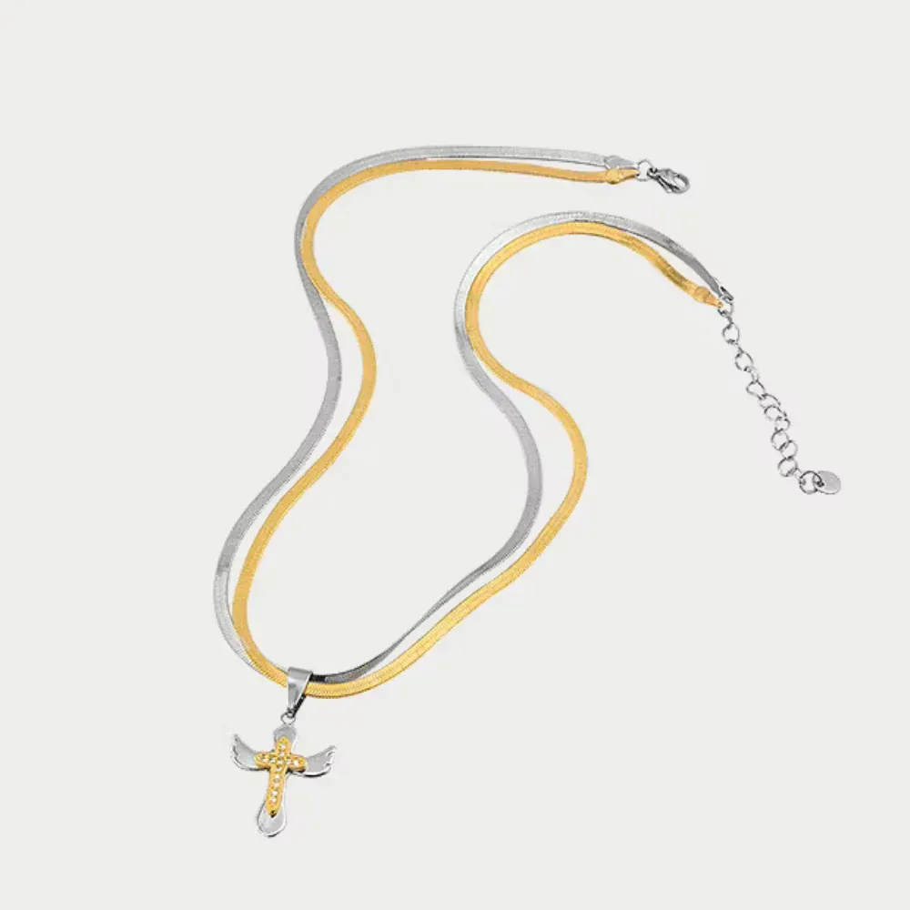 "Double Snake Bone Cross" Necklaces