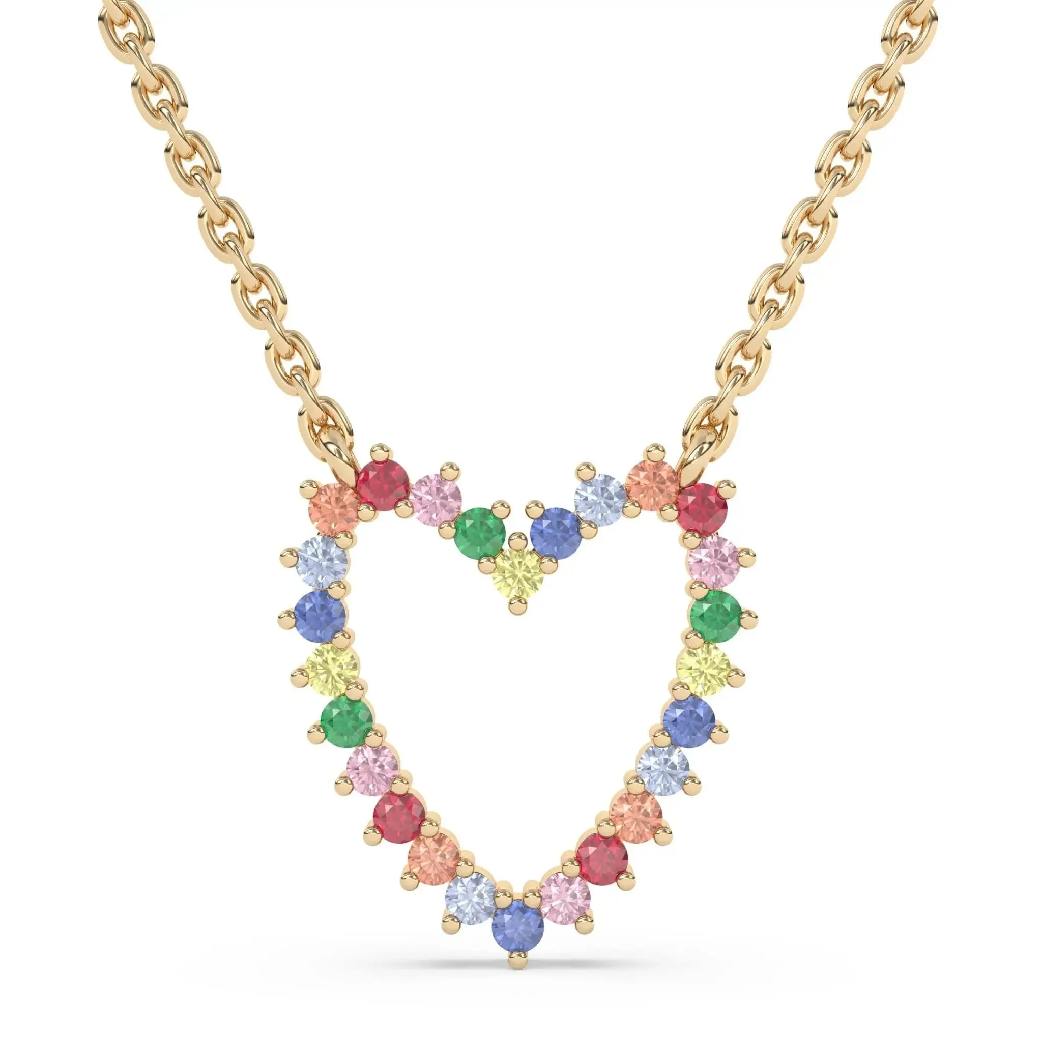 Rainbow Open Heart Necklace