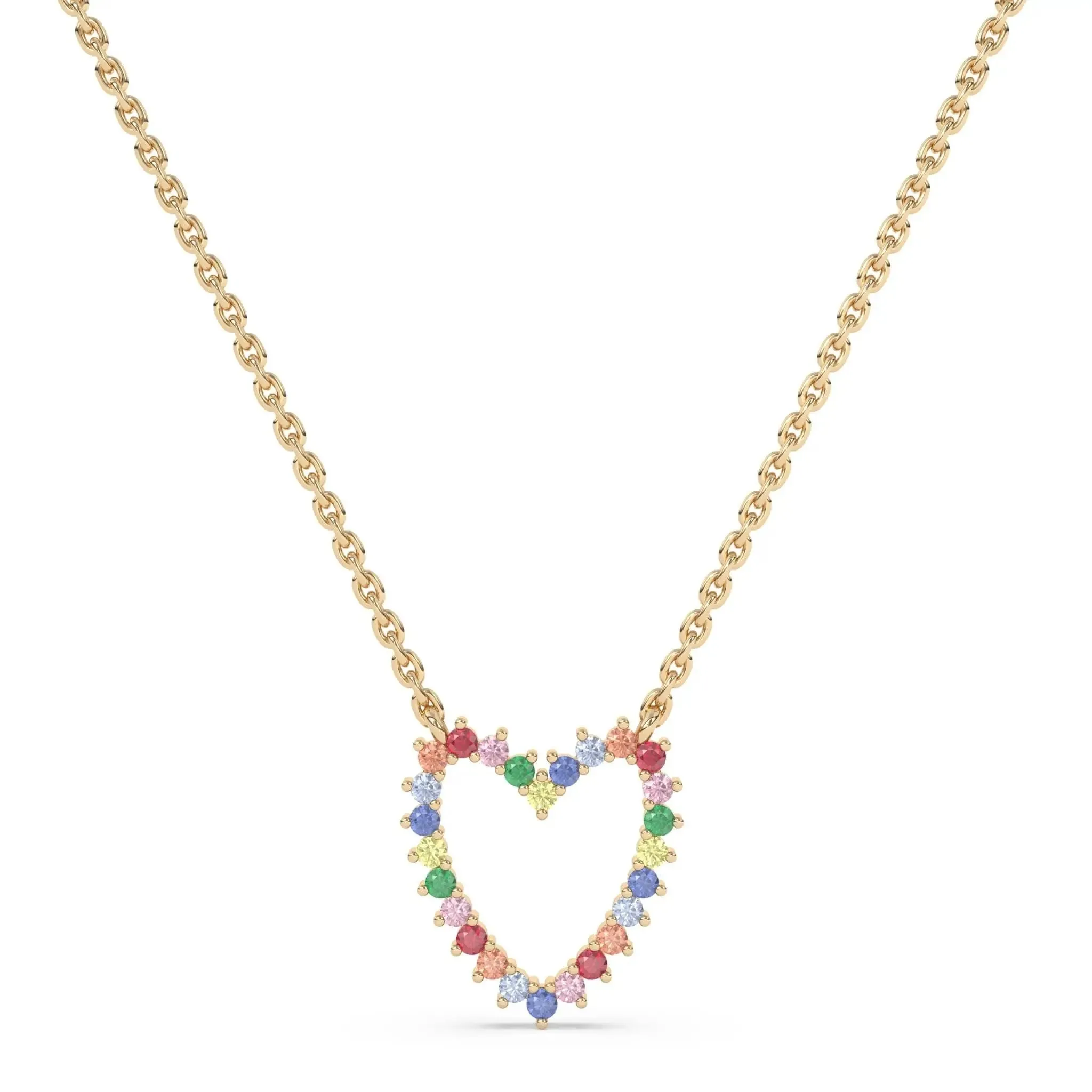 Rainbow Open Heart Necklace