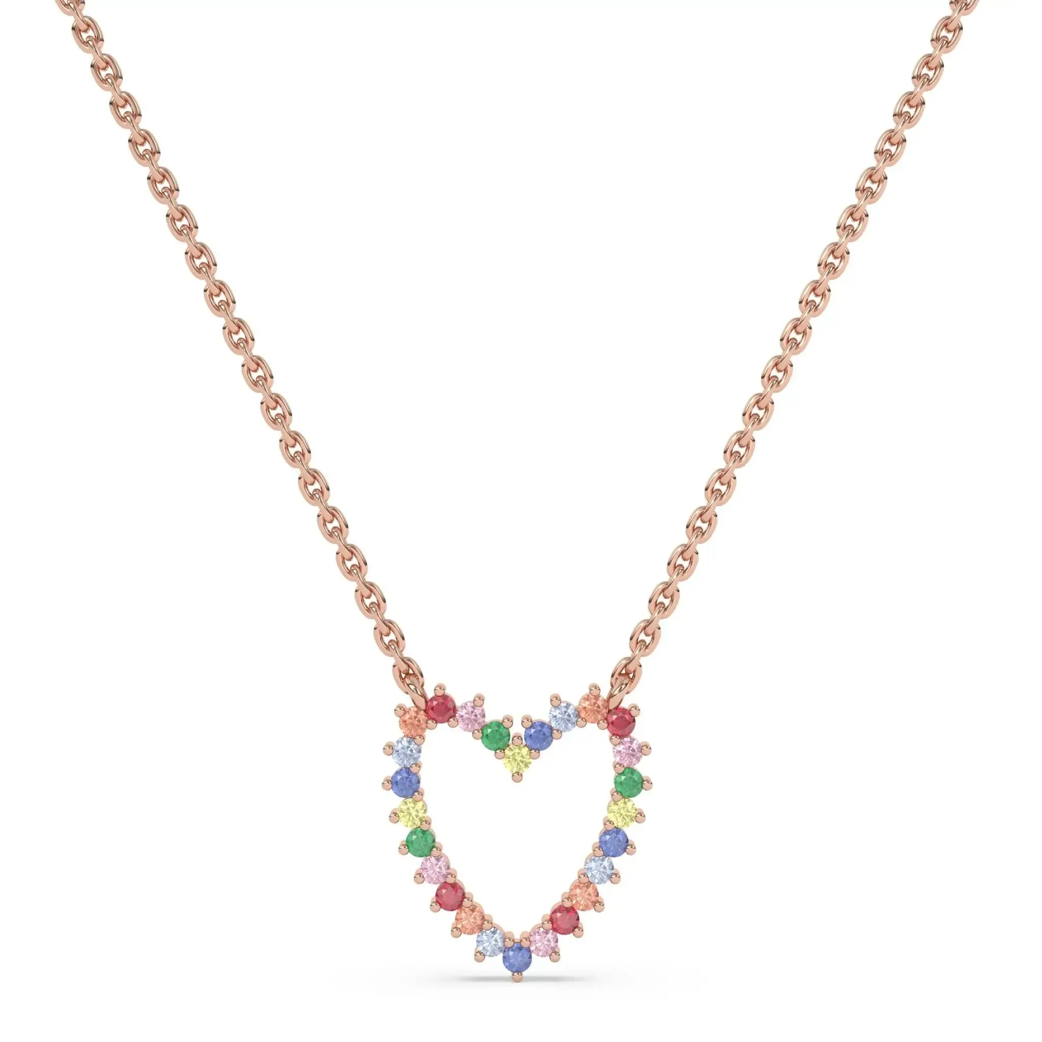 Rainbow Open Heart Necklace