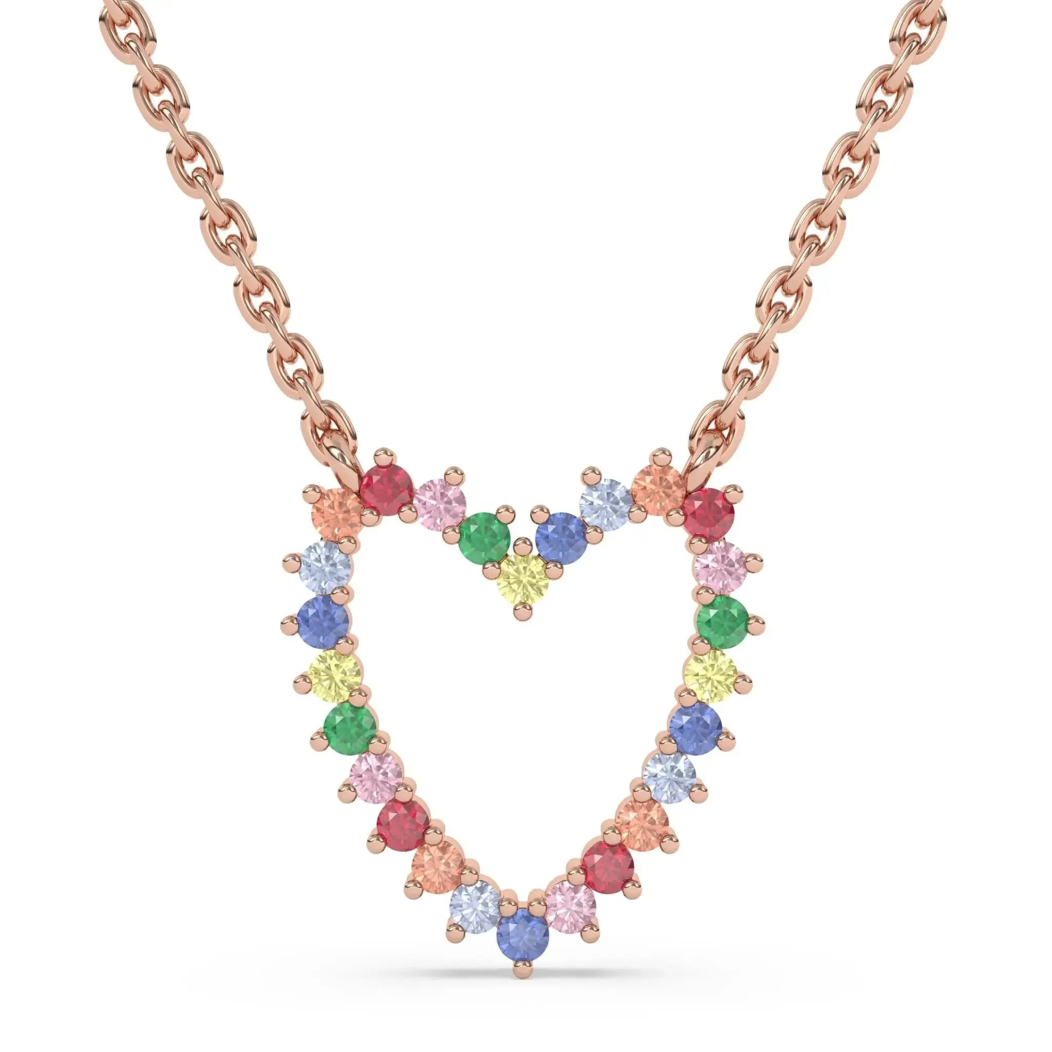 Rainbow Open Heart Necklace