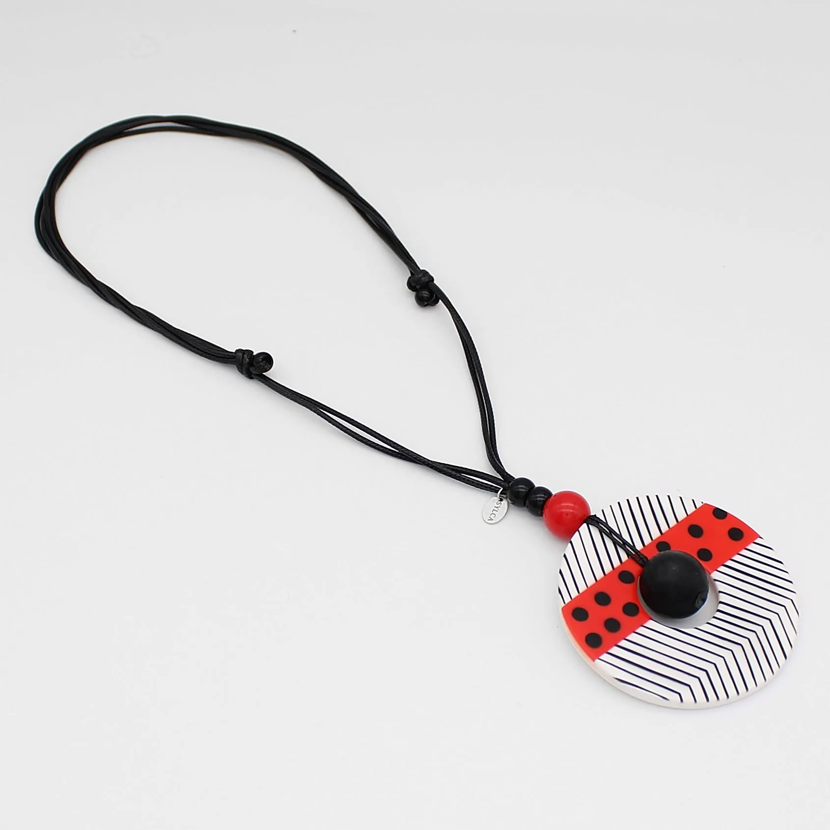 Red and Black Polka Dot Aveline Pendant