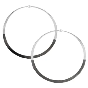 Rhodium Dipped Hammered Hoops in Silver - 2 1/2"