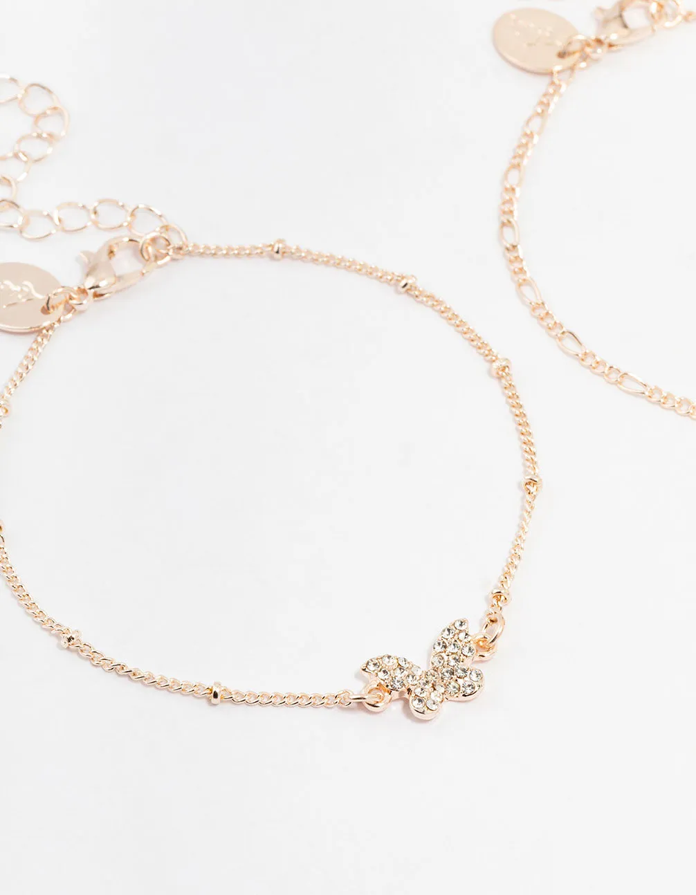 Rose Gold Pretty Butterfly Bracelets 3-Pack