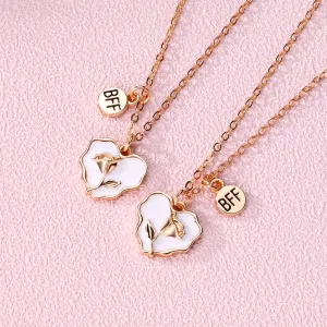 Rose Matching Best Friend Necklaces Gift Set for 2