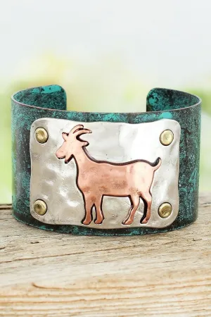 SALE! Burnished Coppertone Goat Patina Cuff Bracelet