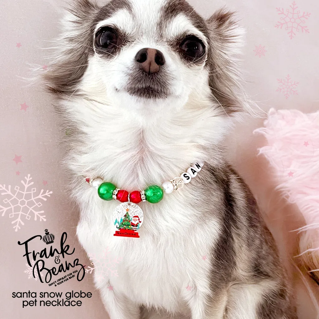 Santa Snow Globe Christmas Dog Necklace Personalized Cat Necklace Pet Jewelry